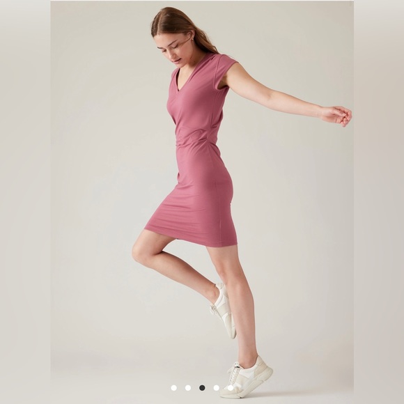 Athleta Effortless Tee Dress // Berry Rose - Picture 3 of 7